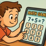 A child playing a math game on a tablet.