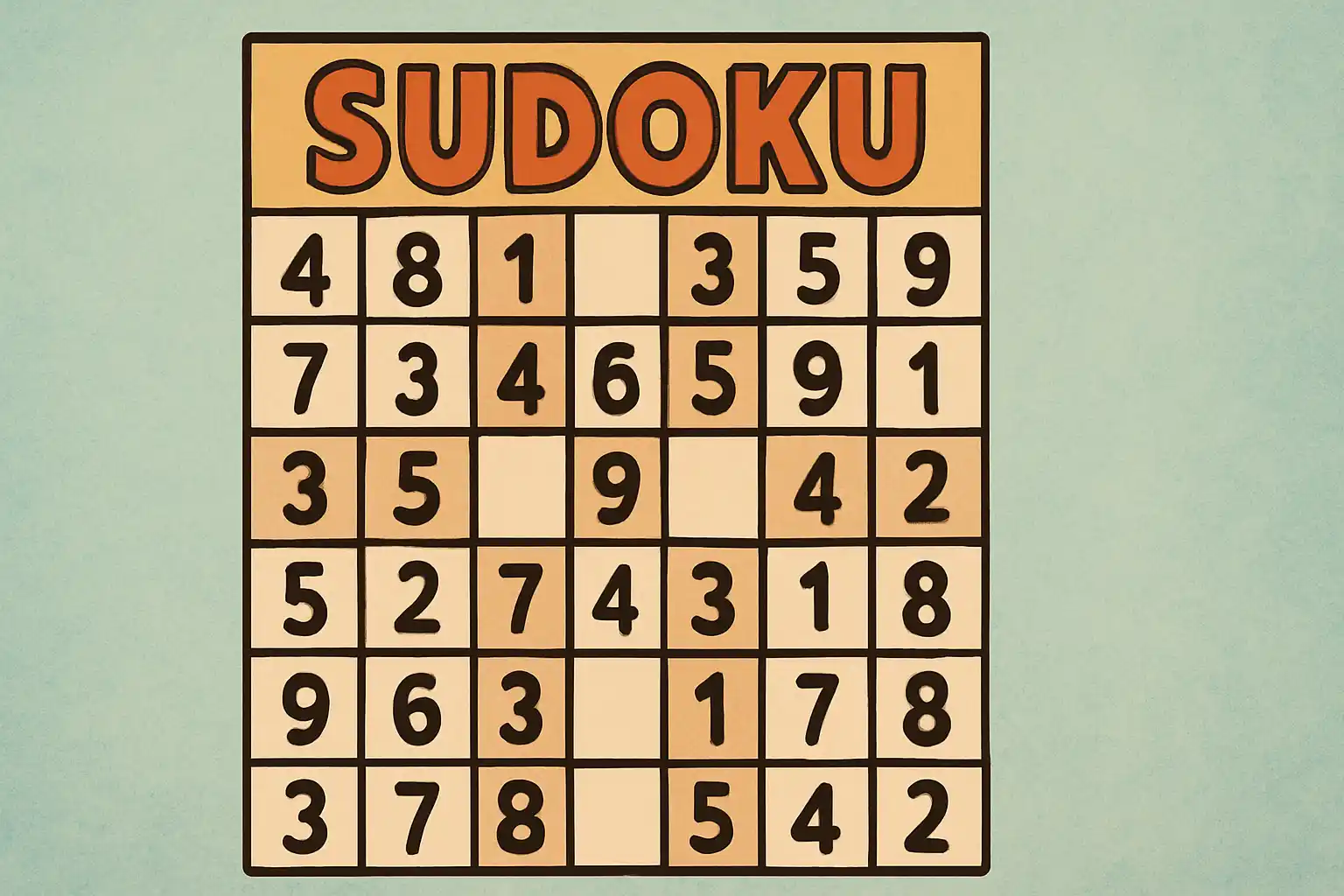 A Sudoku puzzle grid with bold numbers.